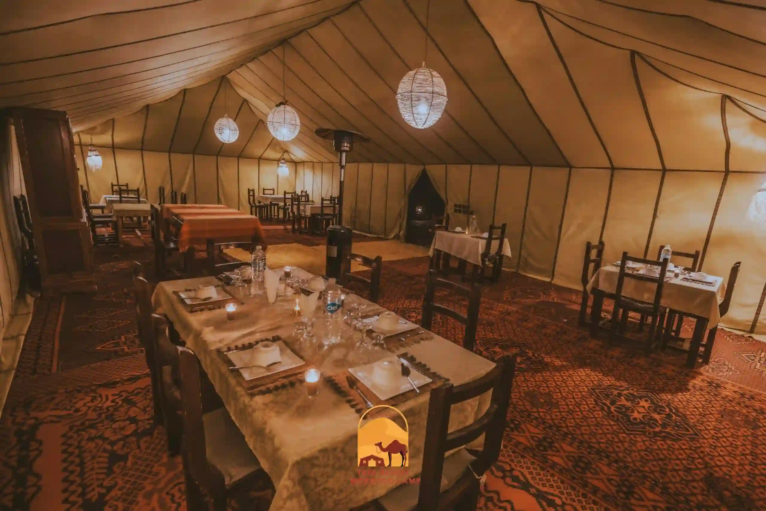 interieur designe for camp in desert with trekdesertmorocco